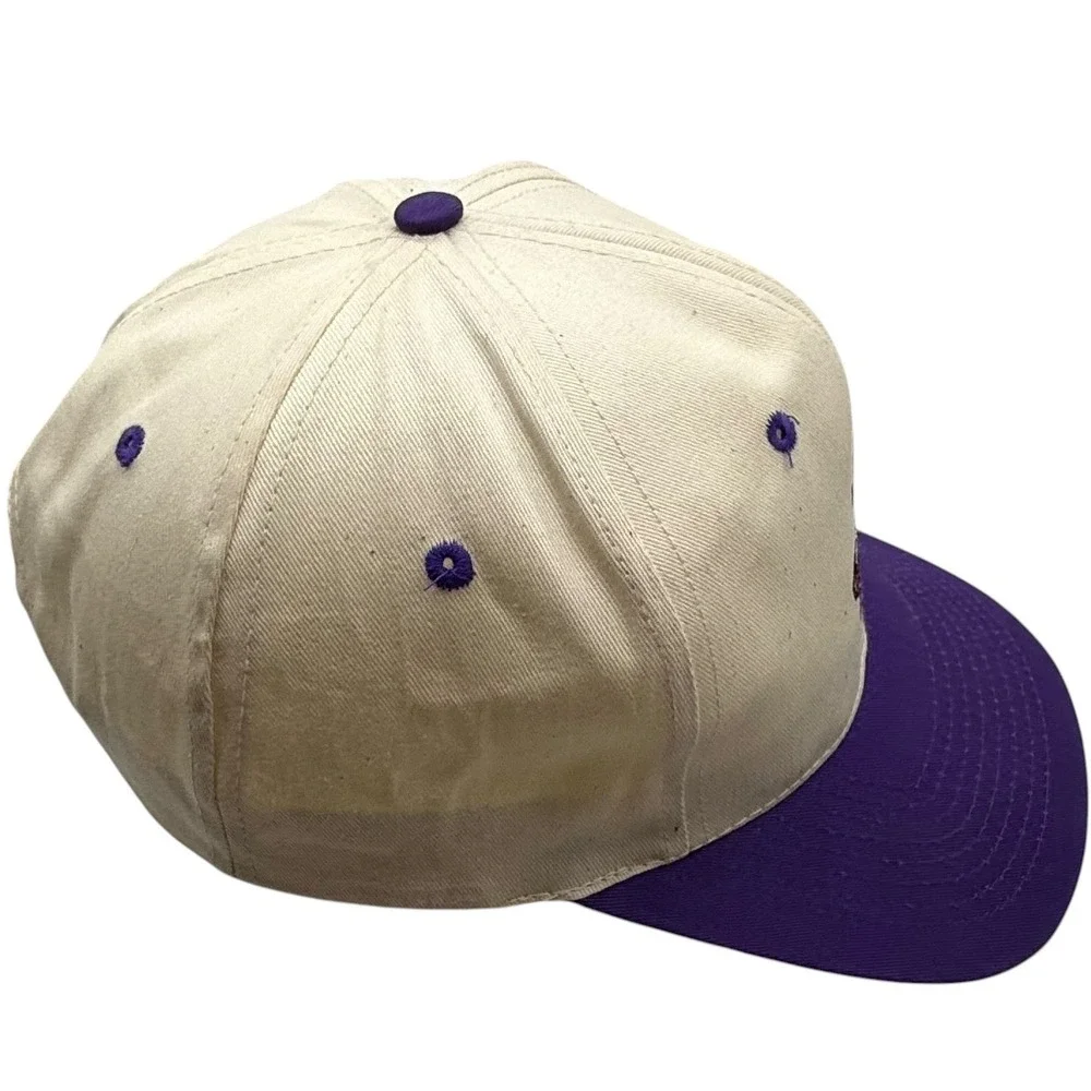 Vintage Bobs Big Boy‎ Snapback Hat Cream Purple Mascot Embroidered Cap TC